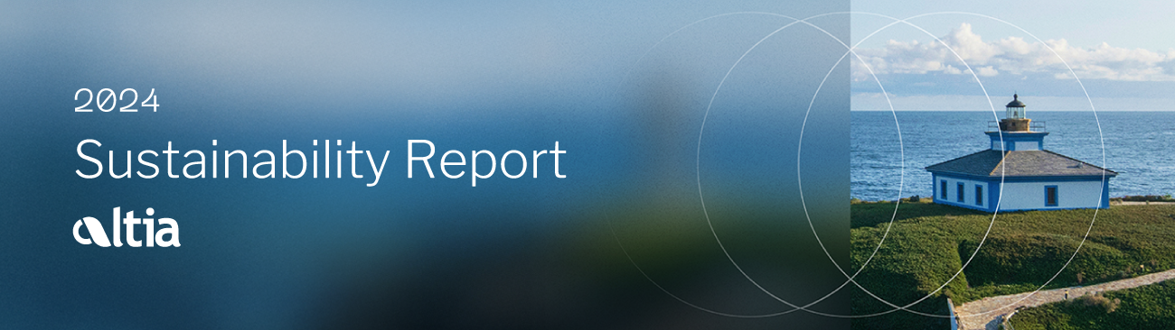 green banner about 2024 Atia sustainability report